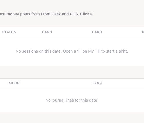 The Shift Report: one cashier's session and the journal by kind and mode